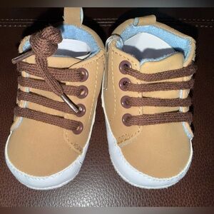 Tan and White Baby Walker Shoes Size 0-6 months